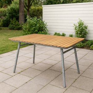 Möllan bord 120x80cm - Teak / Galvanisert stål Möllan bord 120x80cm - Teak / Galvanisert stål