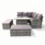 Hj�rnesofa for 6-8 personer med bord og 2 krakker - Utem�bler med puter og herdet glass