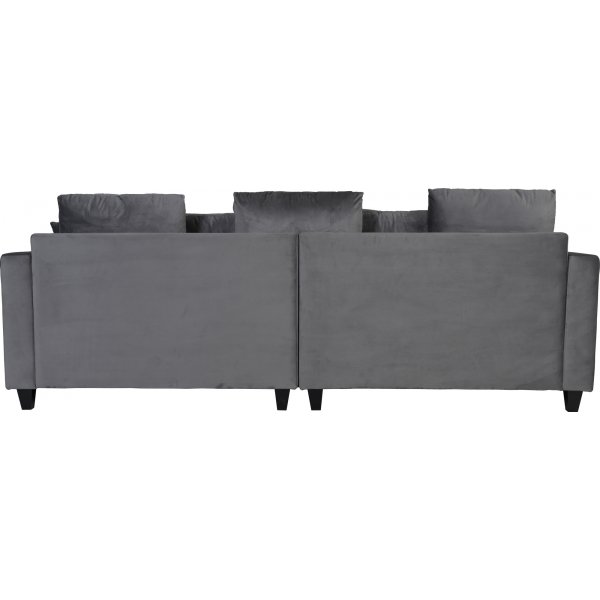 Sofa 250 cm bred mørkegrå fløyel 114 cm dyp Sofa 250 cm bred mørkegrå fløyel 114 cm dyp