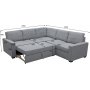 Sovesofa med oppbevaring gr� 235 cm