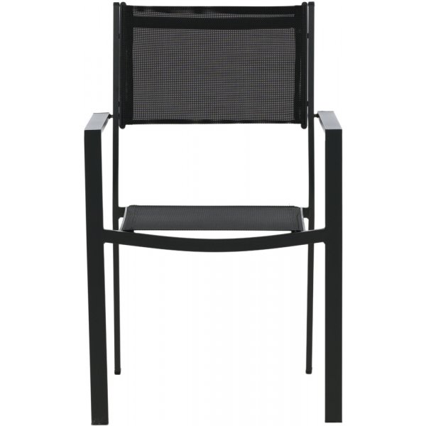 Matvaregruppen i Chania; 6 Copacabana-stoler med spisebord 205 x 90 cm - Svart/natur + Tekstilimpregnering for utembler