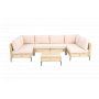 Stor utend�rs hj�rnesofa med bord | Loungesett i kunstrotting | Kremfarget