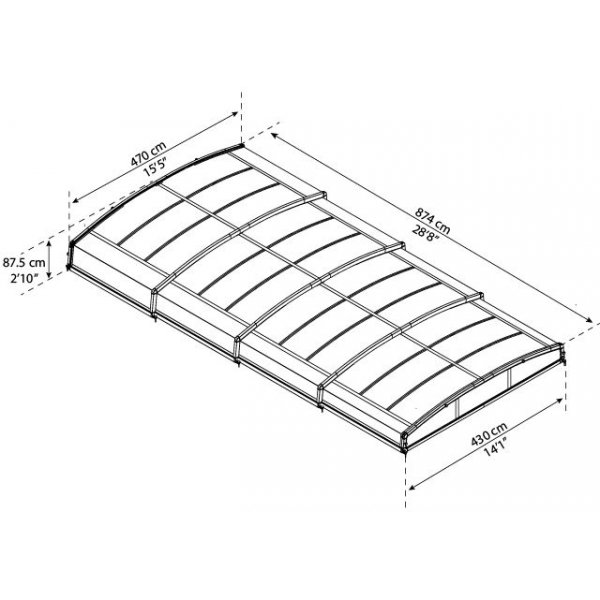 Bassengtak Majorca - Skyvbart - 4x8m Bassengtak Majorca - Skyvbart - 4x8m
