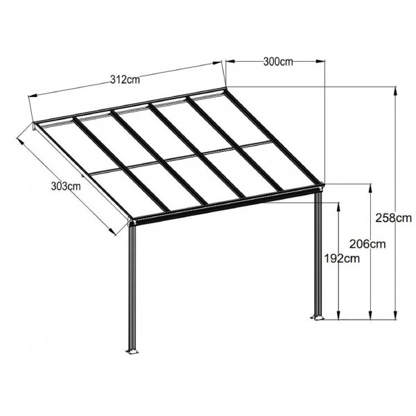 Terrassetak Jim - Hvit - 300 x 310 cm Terrassetak Jim - Hvit - 300 x 310 cm