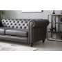 Sofa Chesterfield 3-seter 219 cm - m�rkebrun PU