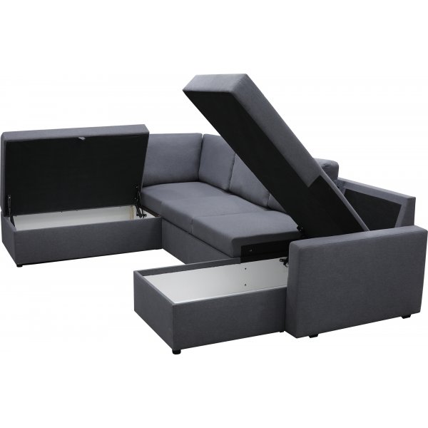 Sovesofa U-formet mørkegrå - Dream Sovesofa U-formet mørkegrå - Dream