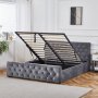 Sengeramme med oppbevaring 160 x 200 cm - Gr� fl�yel - Dubai