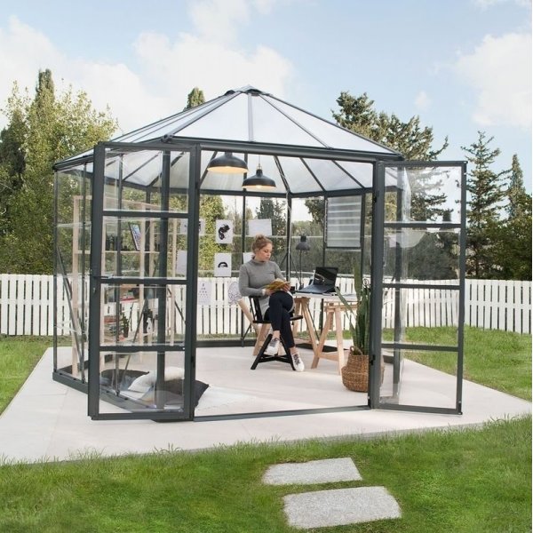 Oasis heksagonalt drivhus 11,4m - Gr + Drivhusrengjring