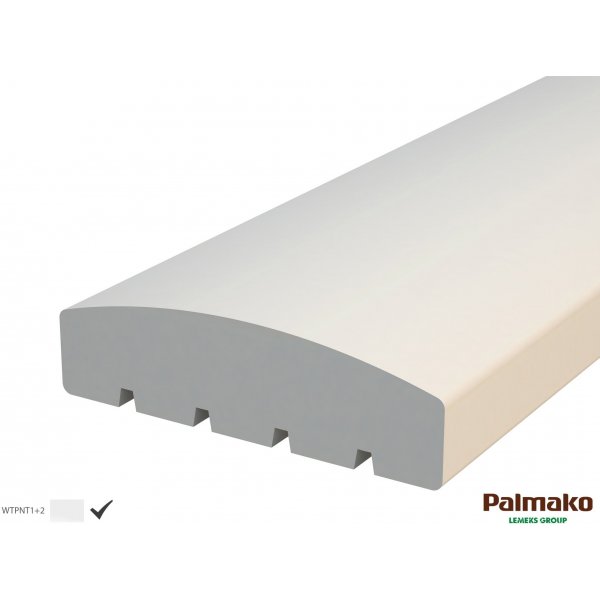 Avrundet tverrstang til altanrekkverk - 34x120x2100 mm - Hvit