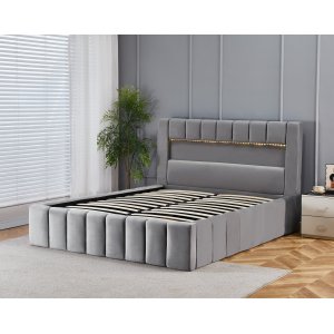 Sengeramme med LED-belysning 160x200 cm