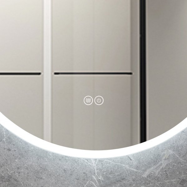 Rundt baderomsspeil 60 cm med LED-belysning, dimmer, antidugg og ber�ringskontroll