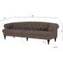 Chesterfield sofa 3-seter brun vintage 225 cm bred