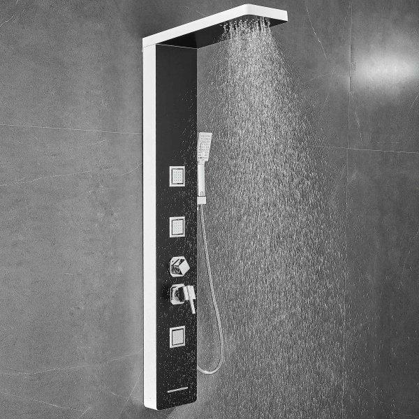 Stella dusjpanel - svart og hvitt rustfritt stl