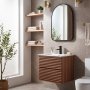 1 Baderomsmøbelpakke Nordamist Venice - Kommode 60 cm mørkt tre og speil + Toalettpapirholder