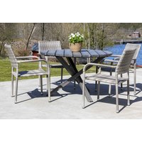 Scottsdale utespisegruppe med 4 stk karmstoler (stablebare) og spisebord Ø112 cm - Grå kunstrotting Scottsdale utespisegruppe med 4 stk karmstoler (stablebare) og spisebord Ø112 cm - Grå kunstrotting