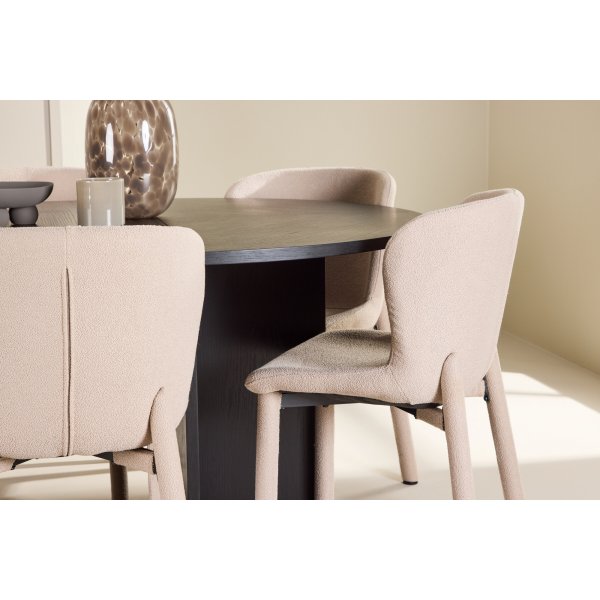 Spisebord Strada med 6 Astoria stoler - Beige/svart Spisebord Strada med 6 Astoria stoler - Beige/svart