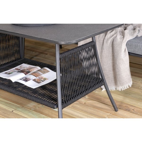 Hj�rnesofa svart med gr� puter - Berlin