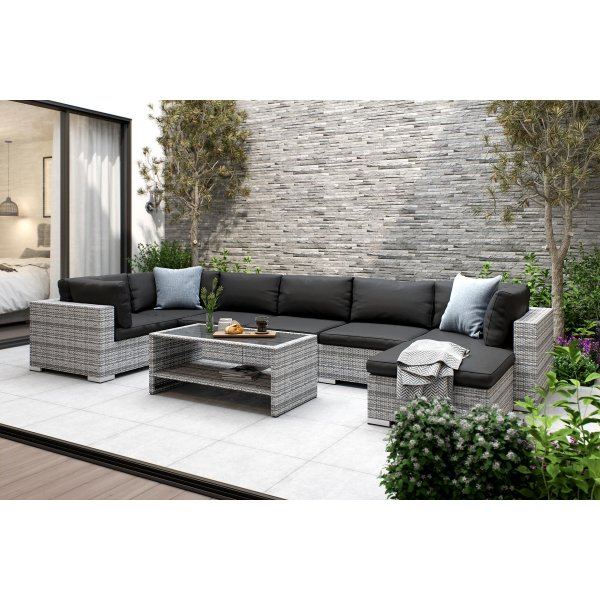 Bahamas Lounge gruppe 7-seters bord med hylle