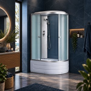 Dusjkabinett 120×80x210 cm | Hvitt glass og massasjedyser | Nereida Dusjkabinett 120×80x210 cm | Hvitt glass og massasjedyser | Nereida