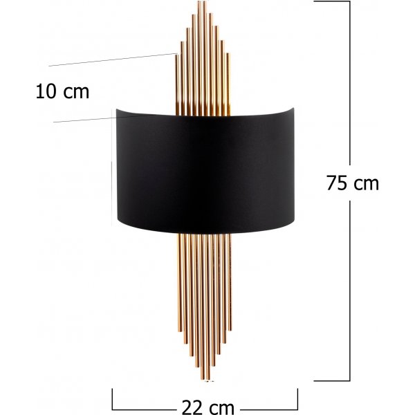 Vegglampe kurvet - Svart/kobber Vegglampe kurvet - Svart/kobber
