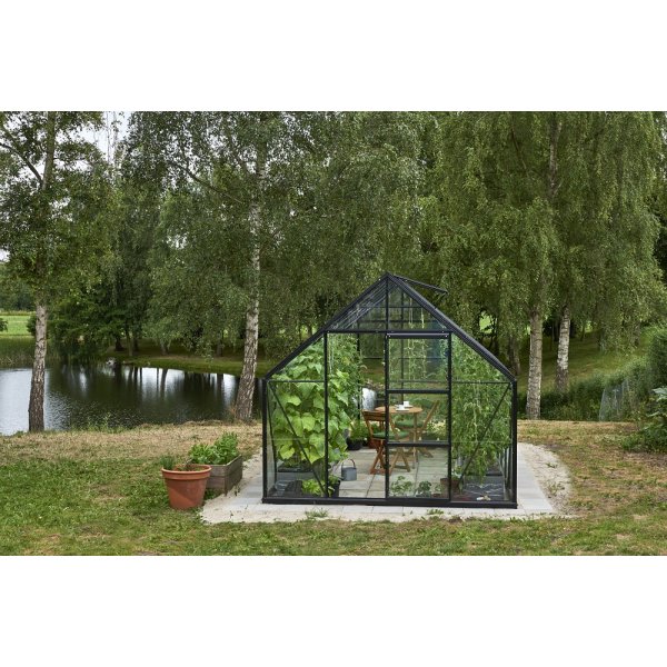 Drivhus Universal - Sort med herdet glass 9,9 m�