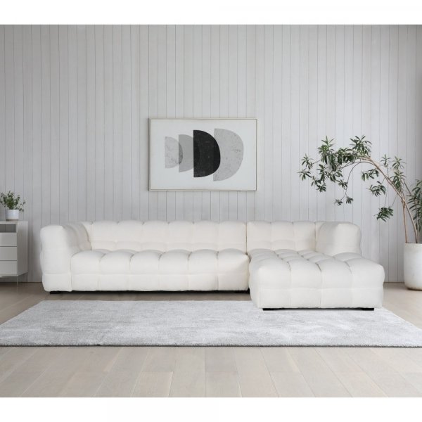Sofa Kremfarget Teddy 322 cm
